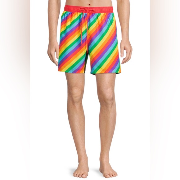 L 36-38 Rainbow Way to Celebrate Pride! Swim Trunks - Picture 1 of 7